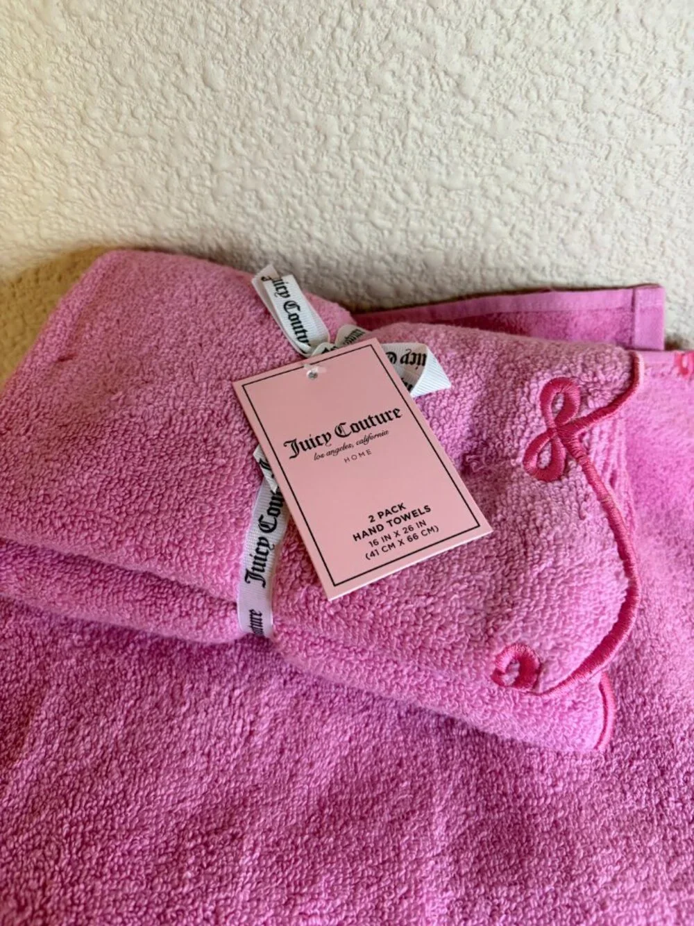 Juicy Couture Pink Bow Bath Towel Hand Towel Set 8PC NWT